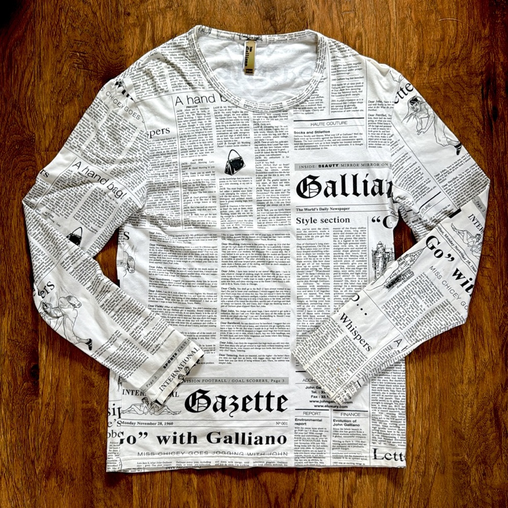 John Galliano | Shirts | Vintage John Galliano 200 Gazette Print